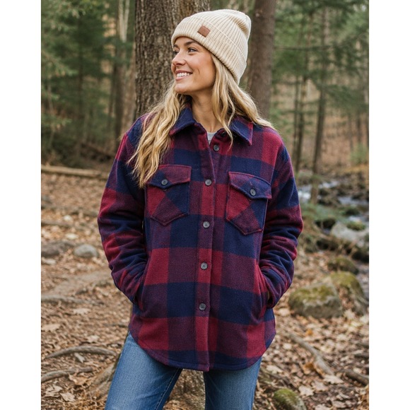 Woolx Jackets & Blazers - Woolx‎ Sawyer Merino Wool Plaid Shirt Jacket Shacket Red Navy Blue Womens XL